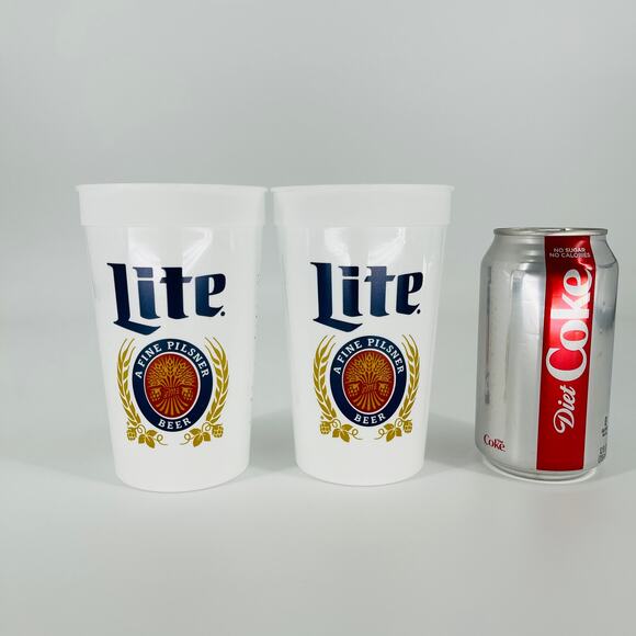 TWO Reusable White Miller Lite Miller Time American Flag Plastic 22 oz Cups NWT - Picture 7 of 10